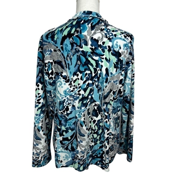 ALFRED DUNNER Women’s Velour Jacket Sz 10 Full Zip Pockets Soft Multi Color - Picture 6 of 13